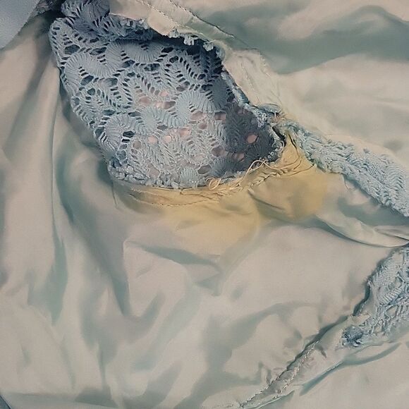 Mary Dobbs Original Vintage 60s Blue Polyester Hostess Dress Zigzag Pleats - Picture 15 of 16